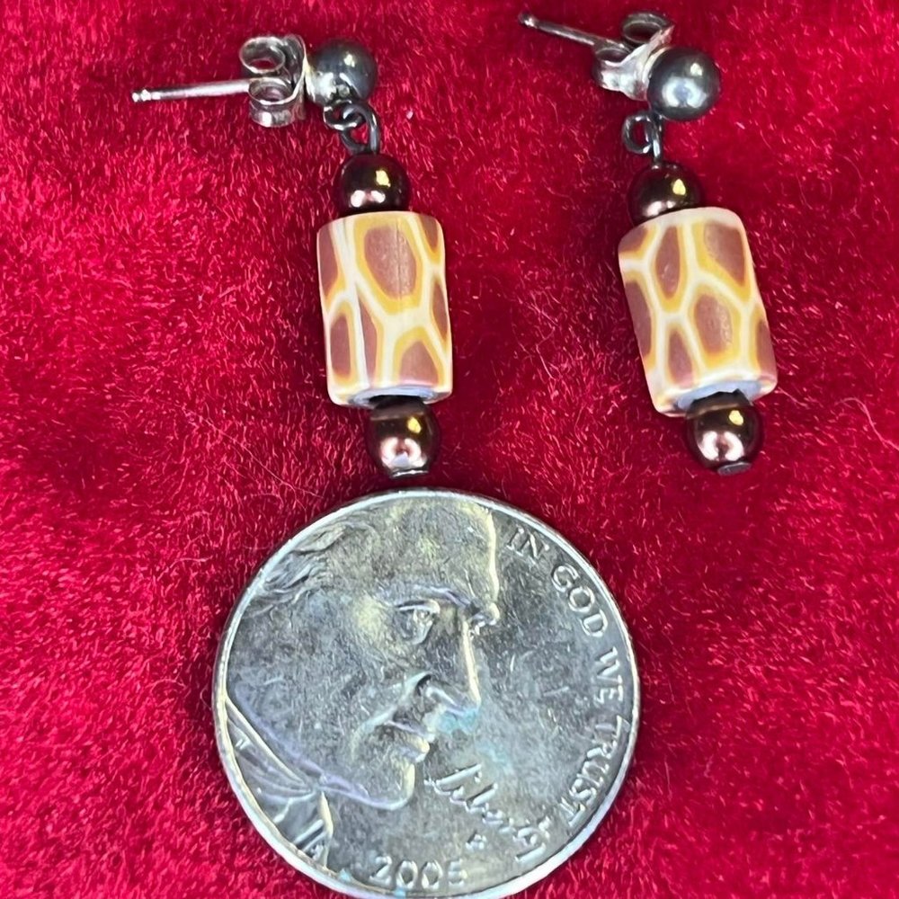 Sweet Sterling Silver Giraffe Print Dangle Earrings